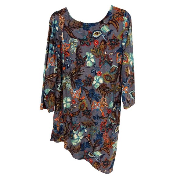 Attitudes by Renee Regular Asymmetric Jacquard Tunic Size Large Whimsical Boho - Picture 4 of 9